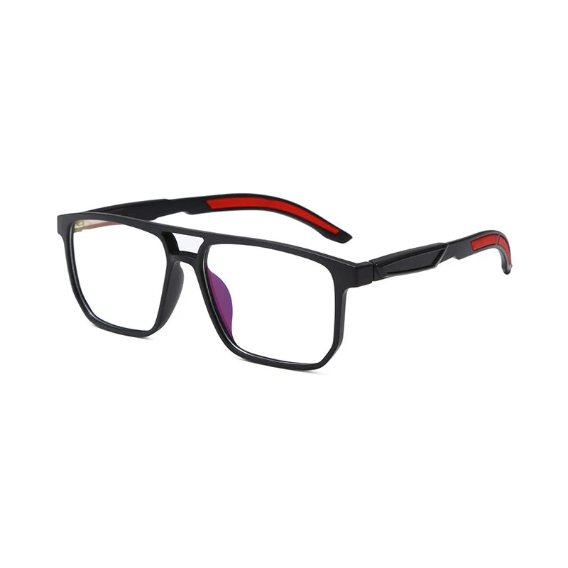 KatKani Unisex Full Rim Square Double Bridge Tr 90 Eyeglasses Yd209 Full Rim KatKani Eyeglasses Black Red  