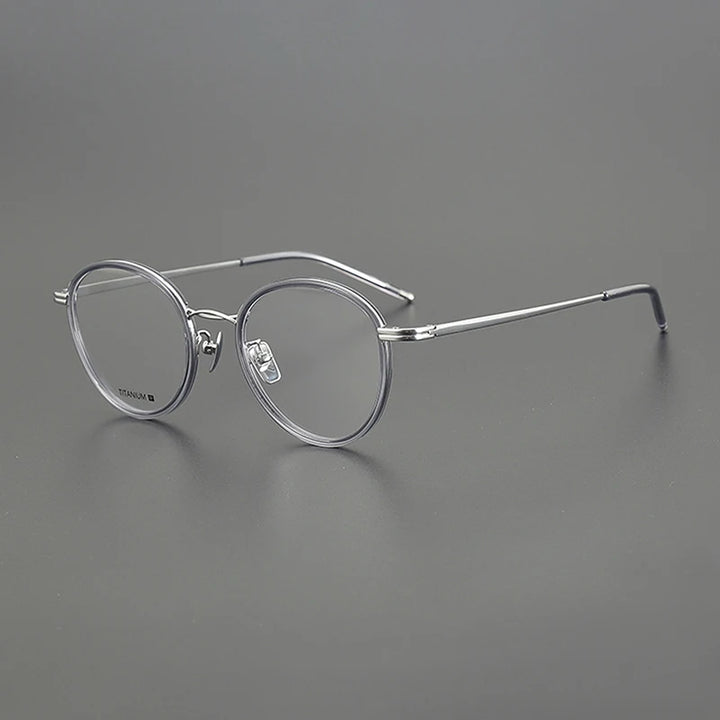 Nobler Unisex Full Rim Round Acetate Titanium Eyeglasses J0041 Full Rim Nobler C4  