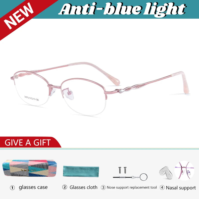 Vicky Women's Semi Rim Oval Square Alloy Reading Glasses 34579