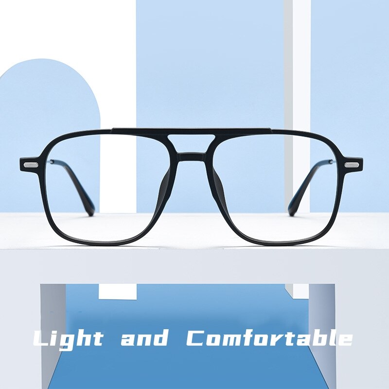Yimaruili Unisex Full Rim Square Double Bridge Tr 90 Titanium Eyeglasses 98008f Full Rim Yimaruili Eyeglasses   