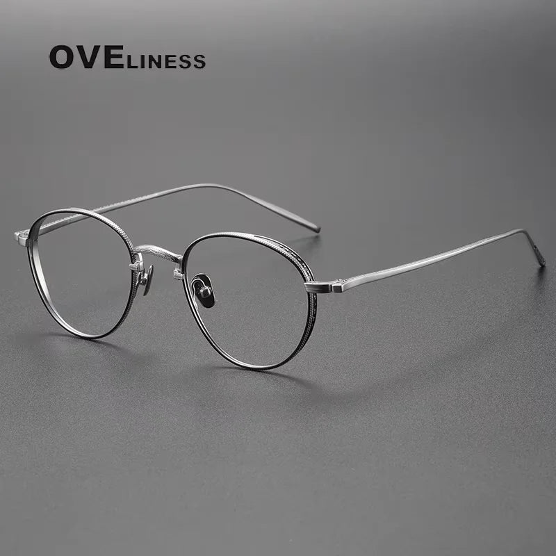 Oveliness Women's Full Rim Oval Square Titanium Eyeglasses 3096 Full Rim Oveliness black silver  