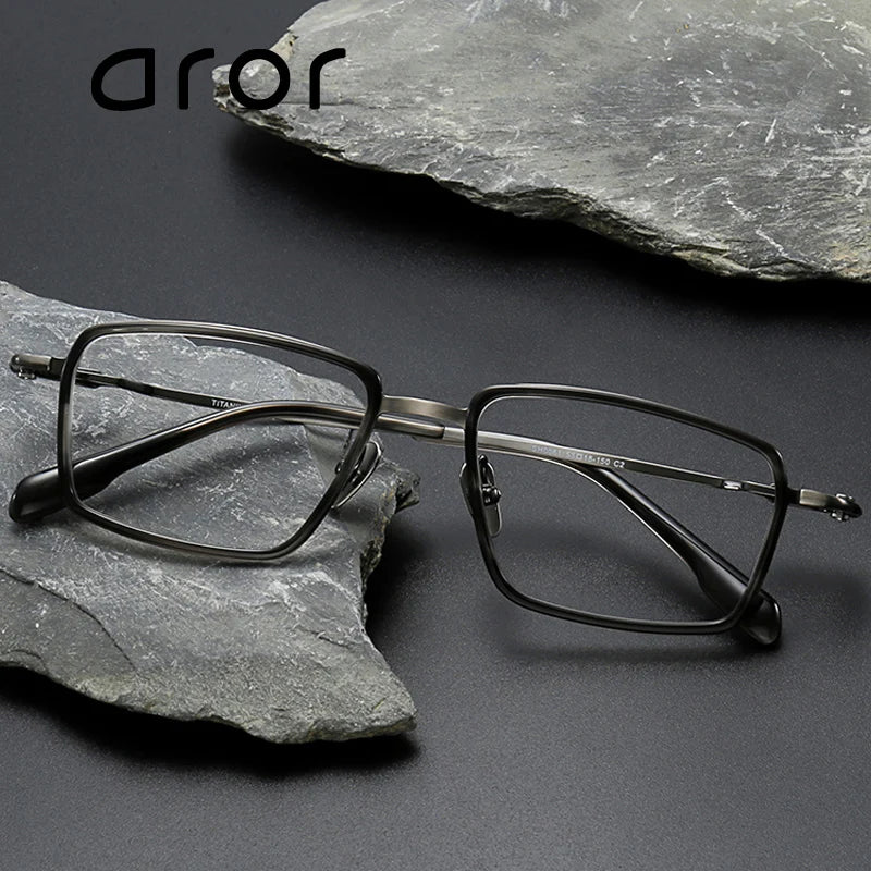 Aror Unisex Full Rim Big Square Titanium Acetate Eyeglasses 690061