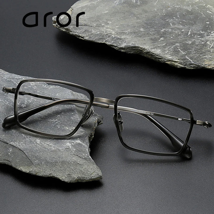 Aror Unisex Full Rim Big Square Titanium Acetate Eyeglasses 690061