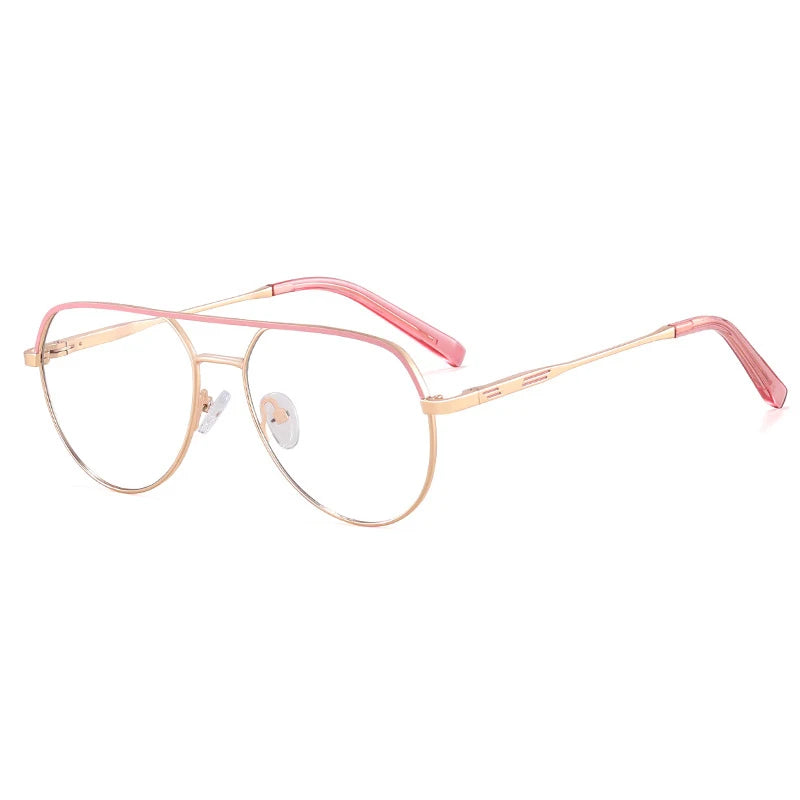 CCspace Unisex Full Rim Round Double Bridge Alloy Reading Glasses R57523 Reading Glasses CCSpace +550 Pink 