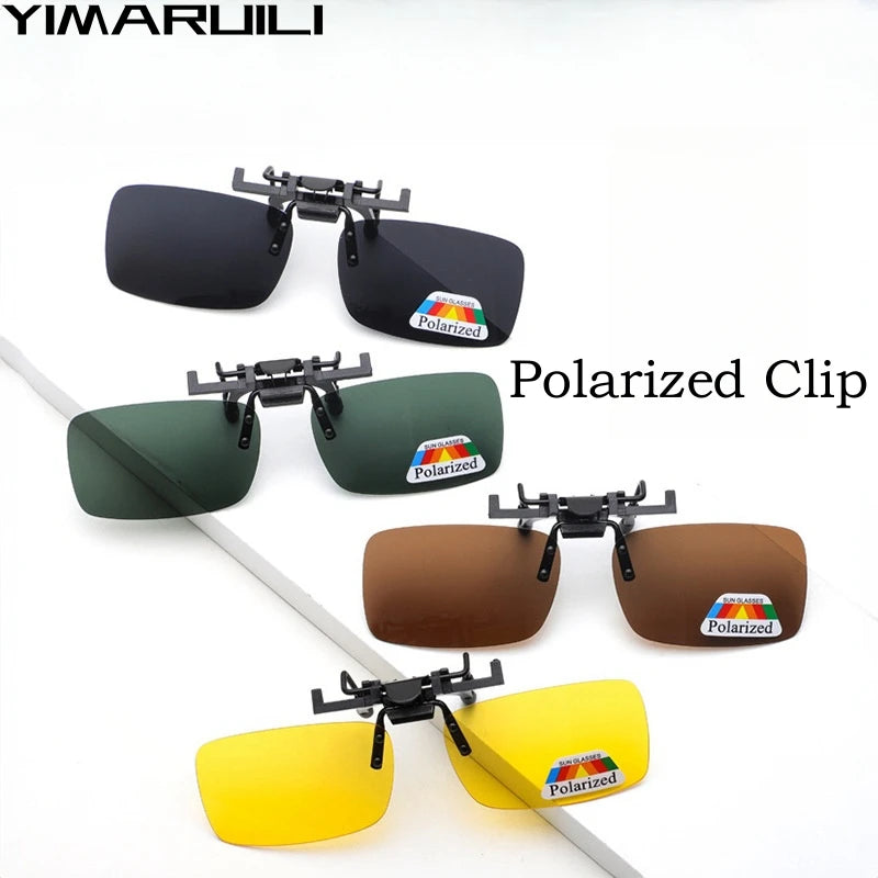 Yimaruili Unisex Square Polarized Alloy Plastic Clip On Sunglasses Clip On Sunglasses Add On   