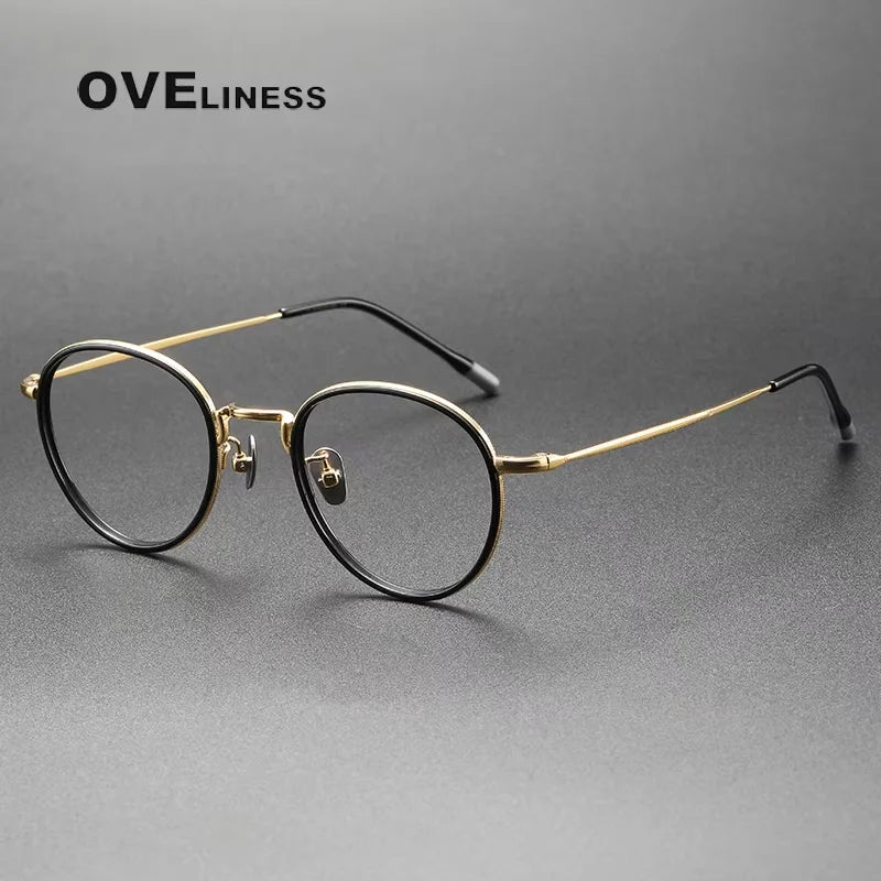 Oveliness Women's Full Rim Round Titanium Acetate Eyeglasses 85074