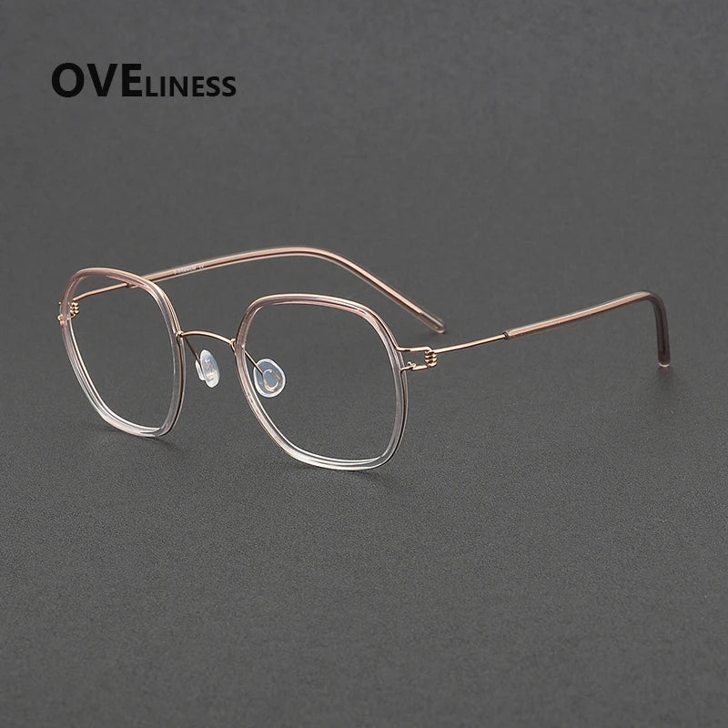 Oveliness Women's Full Rim Square Acetate Titanium Eyeglasses 381052