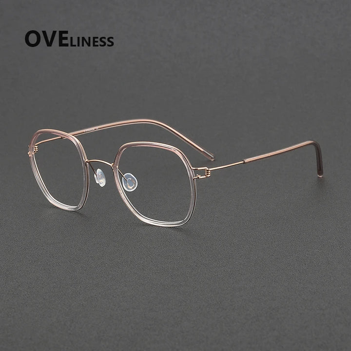 Oveliness Women's Full Rim Square Acetate Titanium Eyeglasses 381052