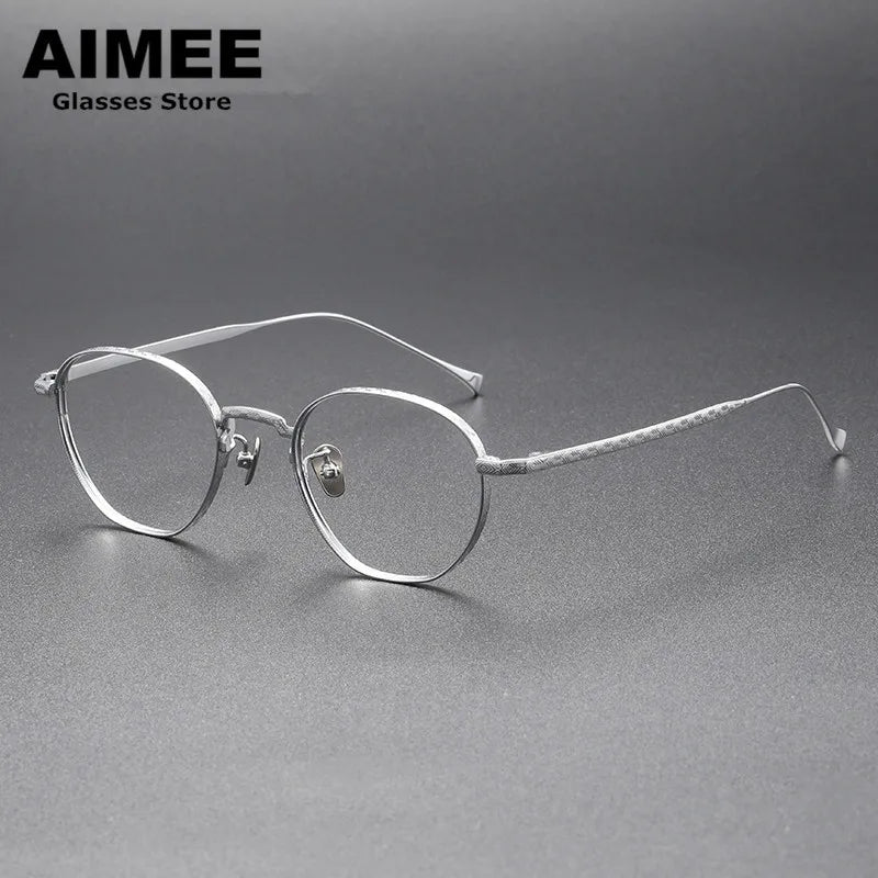 Aimee Unisex Full Rim Oval Round Titanium Eyeglasses 2163 Full Rim Aimee Silver  