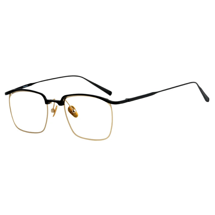 Aimee Unisex Full Rim Square Titanium Acetate Eyeglasses 15185 Full Rim Aimee Black-Golden  