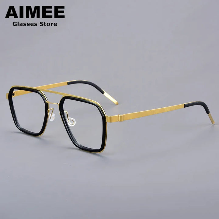 Aimee Unisex Full Rim Square Double Bridge Titanium Acetate Eyeglasses 19753