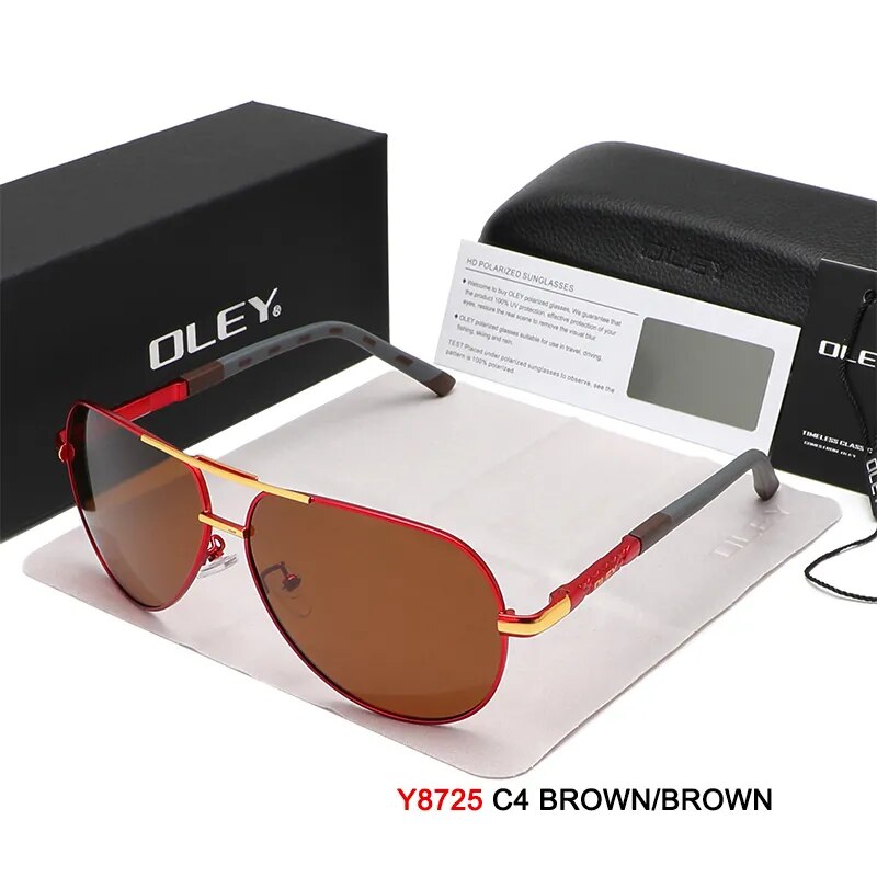 Oley Men's Full Rim Oval Aluminum Magnesium Polarized Sunglasses Y8724 Sunglasses Oley Y8725 C4BOX OLEY 