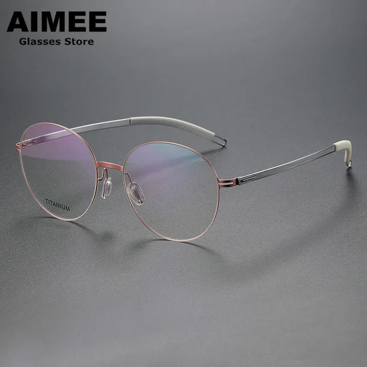 Aimee Unisex Full Rim Round Screwless Titanium Acetate Eyeglasses 2537 Full Rim Aimee   