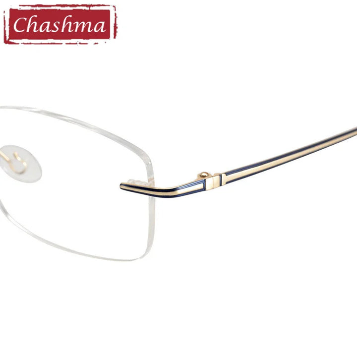 Chashma Ochki Unisex Rimless Square Titanium Eyeglasses 16075 Rimless Chashma Ochki   