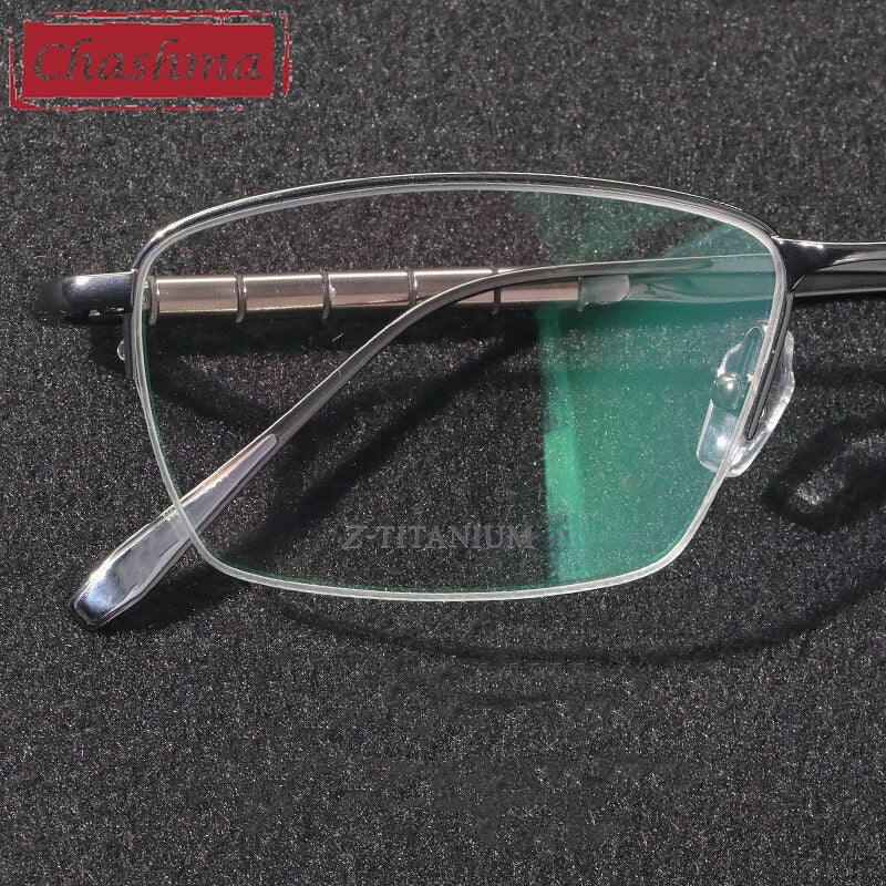 Chashma Men's Semi Rim Square Titanium Eyeglasses 7018 Semi Rim Chashma Gray  