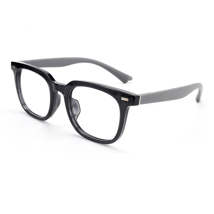 KatKani Unisex Full Rim Square Acetate Tr 90 Eyeglasses 4352 Full Rim KatKani Eyeglasses Black Gray  