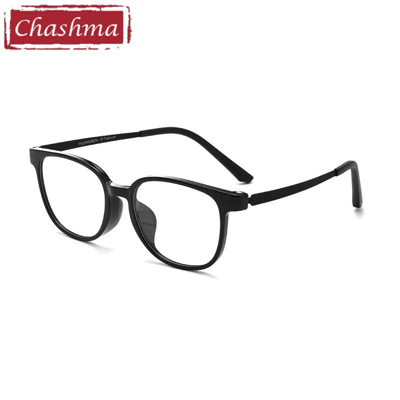 Chashma Ottica Unisex Youth's Full Rim Square Tr 90 Titanium Eyeglasses 99905 Full Rim Chashma Ottica Black  