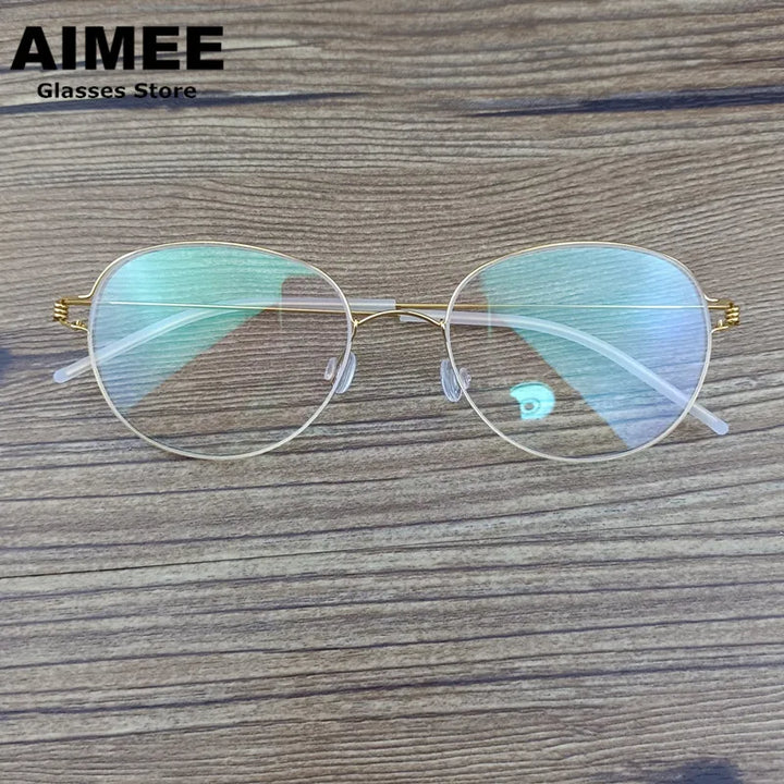 Aimee Women's Full Rim Oval Round Screwless Titanium Eyeglasses 43138