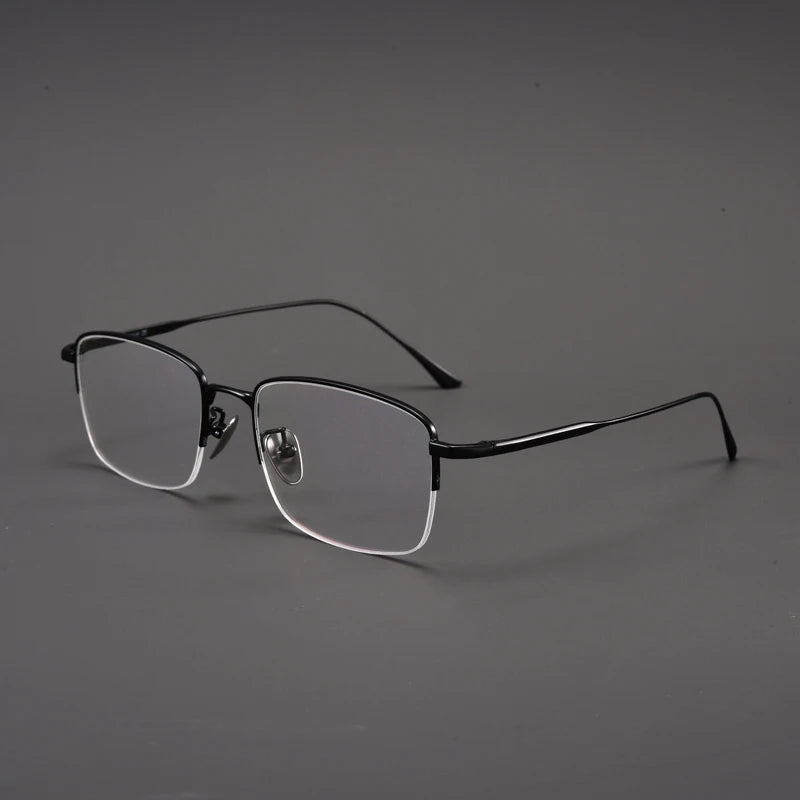 Muzz Unisex Semi Rim Square IP Titanium Eyeglasses 1907 Semi Rim Muzz black  