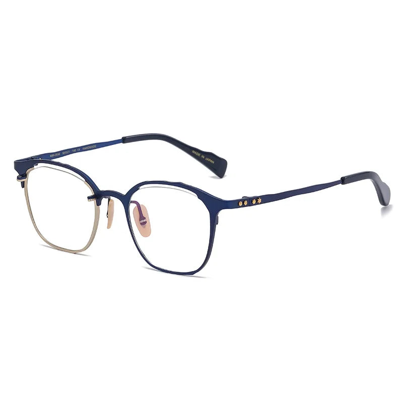 Aimee Unisex Full Rim Square Titanium Eyeglasses 130056 Full Rim Aimee Blue gold  