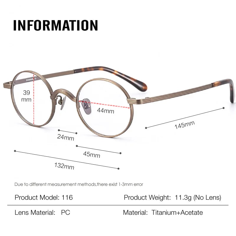 Muzz 116 unisex small round titanium prescription eyeglasses — view 2