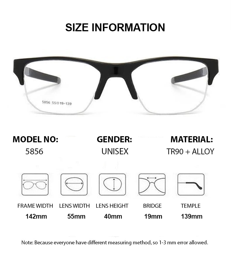 Summer Flower Men's Semi Rim Square Tr 90 Aluminum Sport Eyeglasses Semi Rim Summer Flower