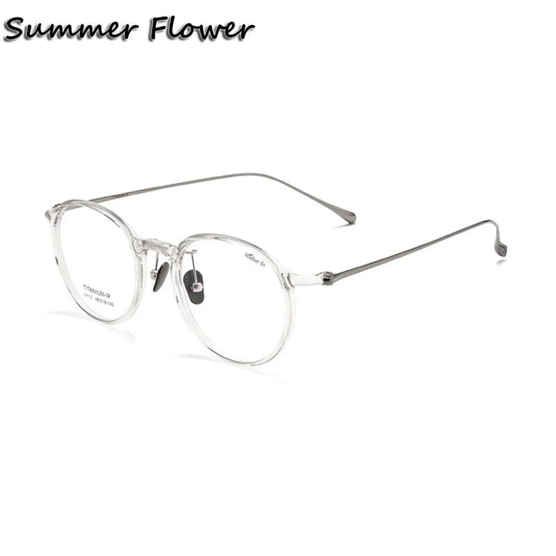 Summer Flower Women's Full Rim Round Tr 90 Titanium Eyeglasses 89110 Full Rim Summer Flower Transparent