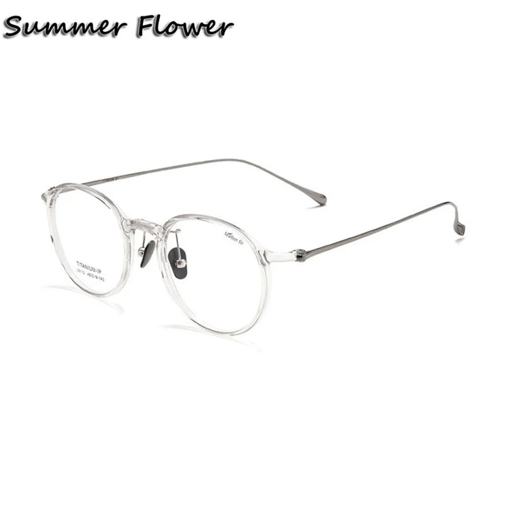 Summer Flower Women's Full Rim Round Tr 90 Titanium Eyeglasses 89110 Full Rim Summer Flower Transparent