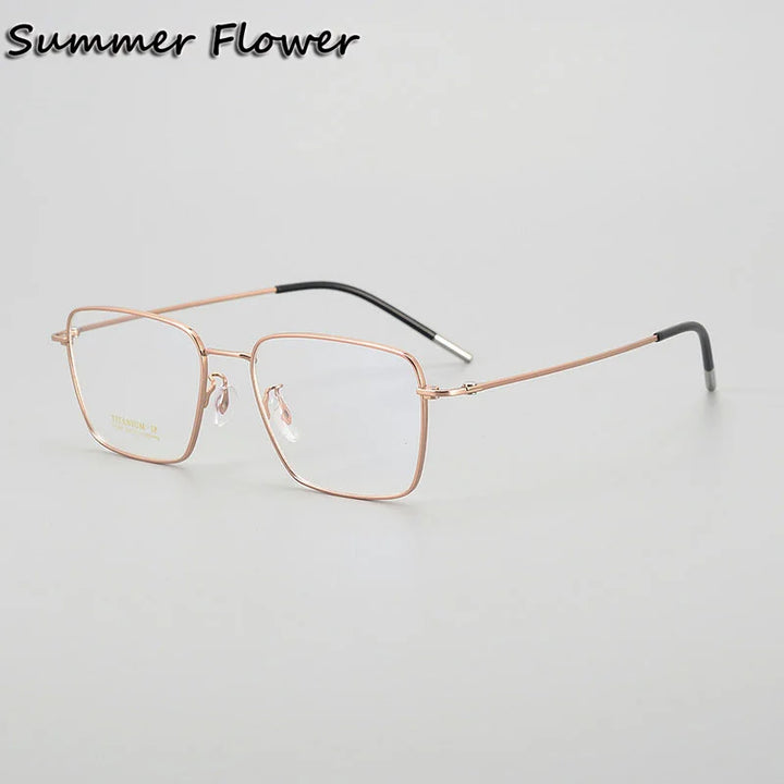 Summer Flower Men's Full Rim Polygon Square Titanium Eyeglasses 700379