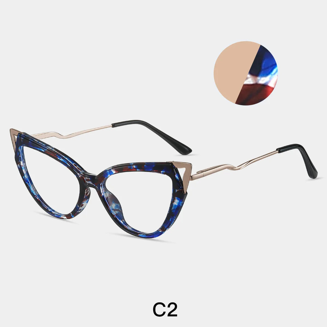CCspace Women's Full Rim Oval Cat Eye Tr 90 Alloy Reading Glasses 802570