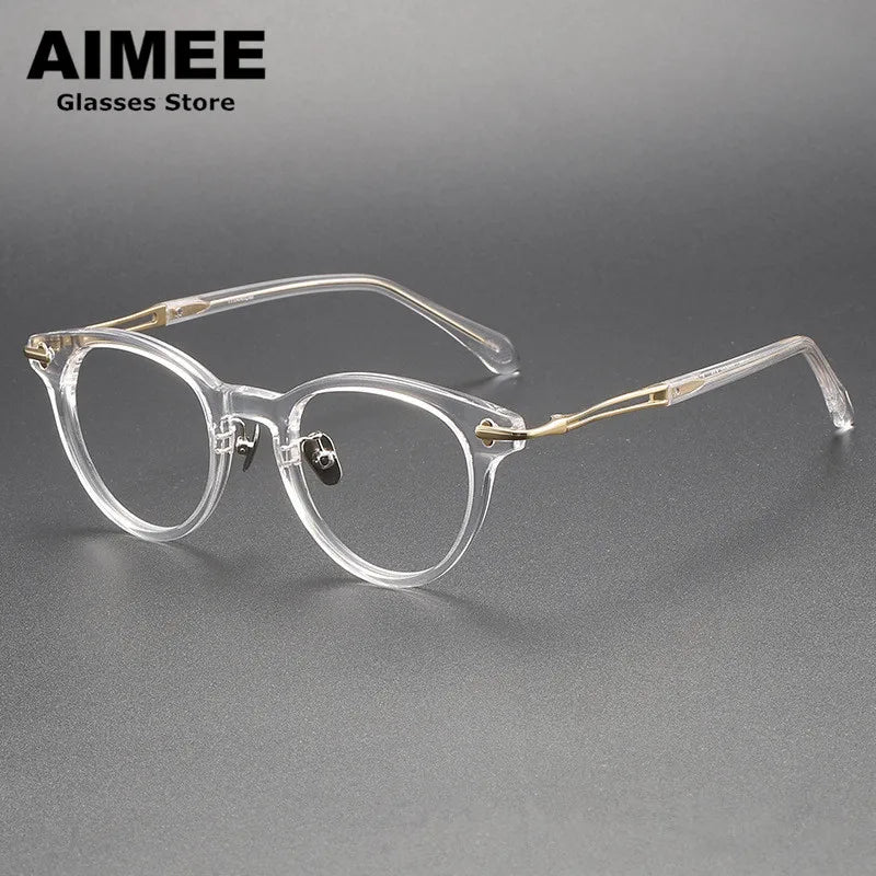 Aimee Unisex Full Rim Round Titanium Acetate Eyeglasses 1721 Full Rim Aimee Transparent  