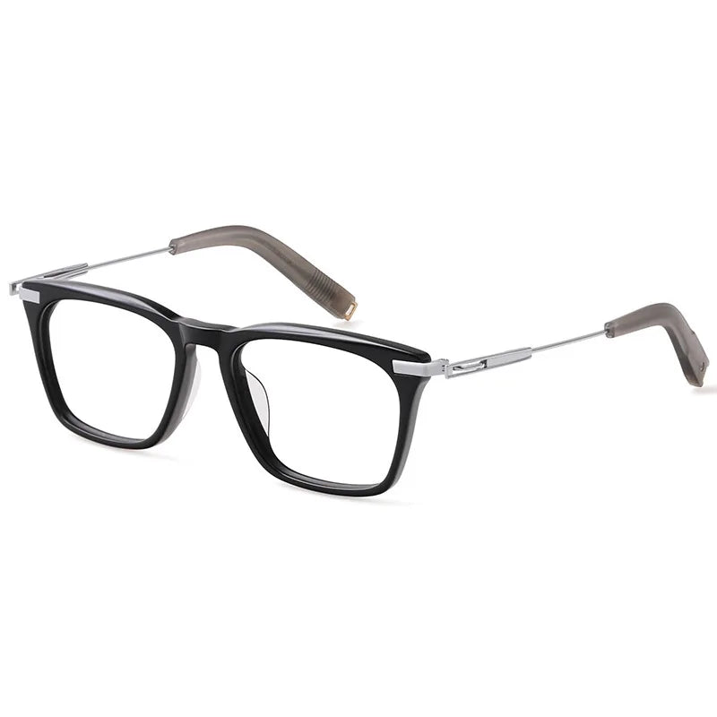 Hdcrafter Men's Full Rim Big Square Acetate Titanium Eyeglasses 403779
