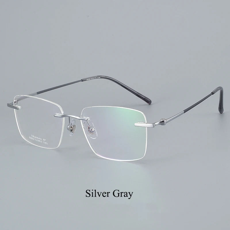 Bclear Women's Rimless Square Titanium Eyeglasses 46902 Rimless Bclear Silver Gray