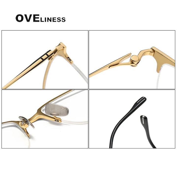 Oveliness Unisex Semi Rim Square Titanium Acetate Eyeglasses 70802 Full Rim Oveliness   