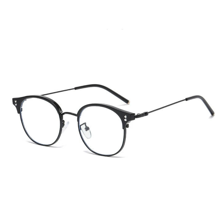 Kocolior Mens Full Frame Small Browline Square Alloy Reading Glasses 22001 Reading Glasses Kocolior Black +100 