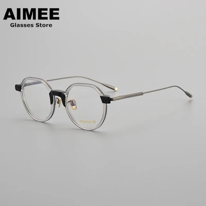 Aimee Unisex Full Rim Flat Top Round Titanium Acetate Eyeglasses 14543 Full Rim Aimee   