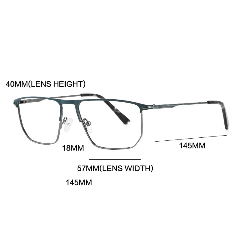 Gatenac Unisex Full Rim Square Brow Line Alloy Eyeglasses Gxyj1503 Full Rim Gatenac   