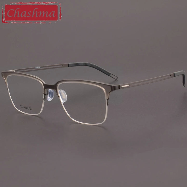 Chashma Unisex Full Rim Square Acetate Titanium Eyeglasses 8212 Full Rim Chashma Gray  