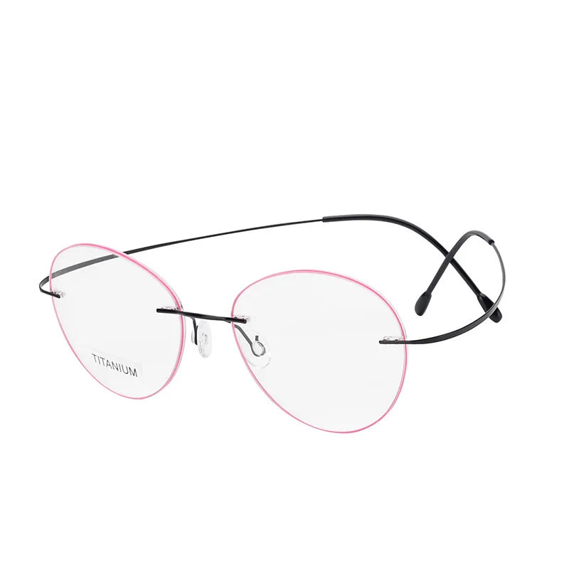 Brightzone Unisex Rimless Round Oval Titanium Eyeglasses 70619 Rimless Brightzone Bright Gungray