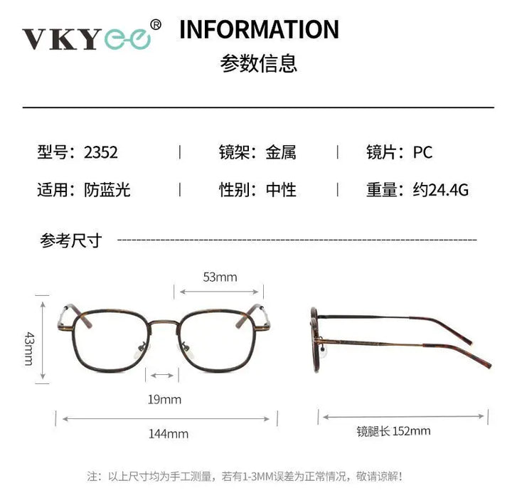 Vicky Unisex Full Rim Square Acetate Titanium Reading Glasses 10144