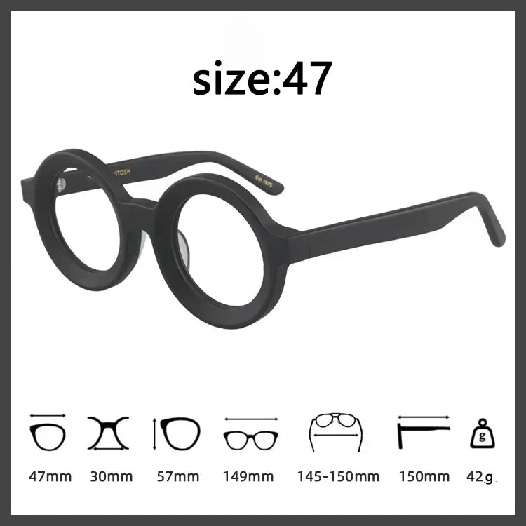 Hewei Unisex Full Rim Round Thick Acetate Eyeglasses 4703 Full Rim Hewei   