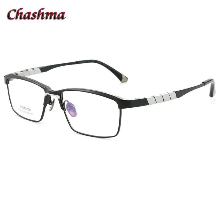 Chashma Ochki Men's Full Rim Square Titanium Eyeglasses Full Rim Chashma Ochki Matte Black  