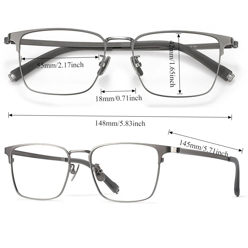 Meeshow Men's Full Rim Square Titanium Reading Glasses 26010
