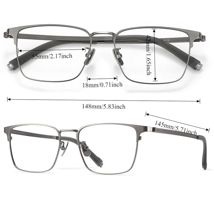 Meeshow Men's Full Rim Square Titanium Reading Glasses 26010
