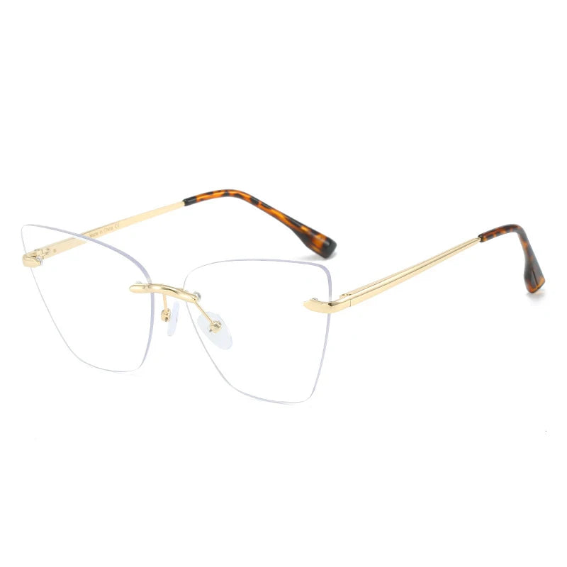 KatKani Women's Rimless Cat Eye Alloy Eyeglasses 23001 Rimless KatKani Eyeglasses Tortoiseshell Gold  