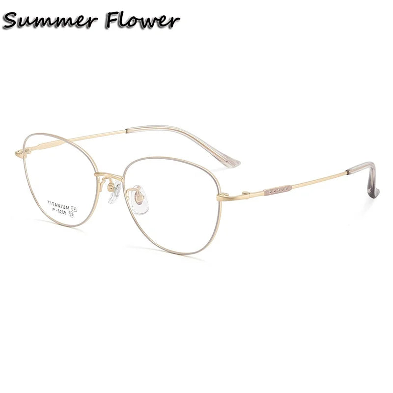 Summer Flower Unisex Full Rim Oval Square Titanium Eyeglasses 616289