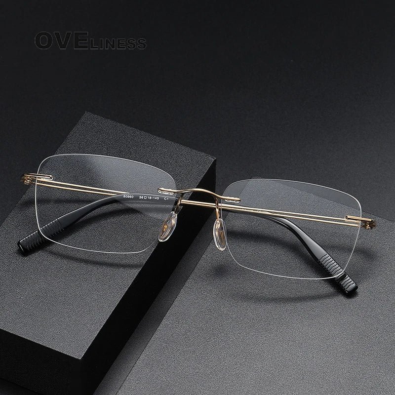 Oveliness Unisex Rimless Rectangle Titanium Eyeglasses O80960 Full Rim Oveliness   