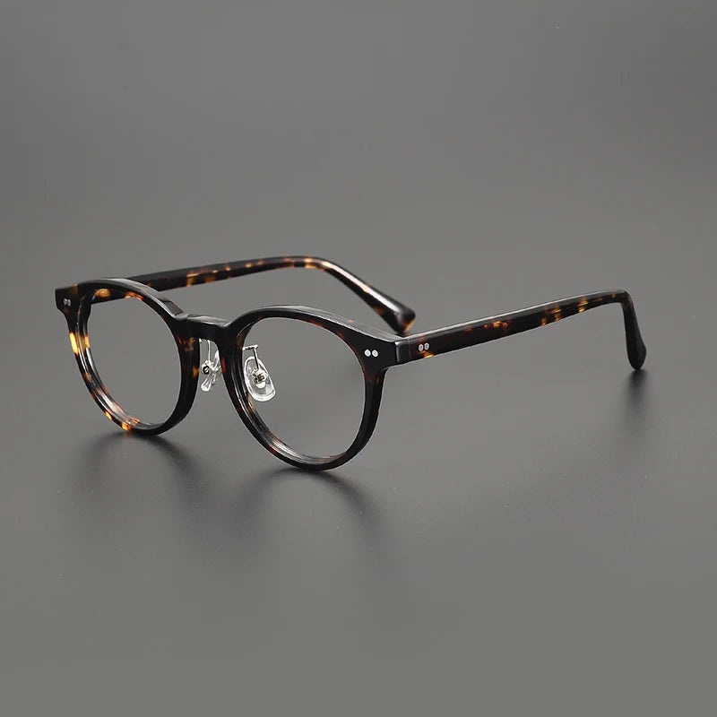 Black Mask Unisex Full Rim Round Acetate Eyeglasses 98615 Full Rim Black Mask Tortoise  