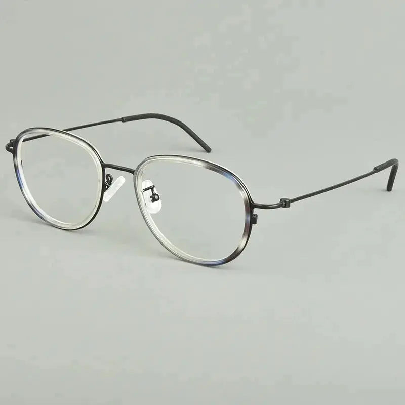 Aimee Unisex Full Rim Oval Round Acetate Titanium Eyeglasses 481505 FuzWeb