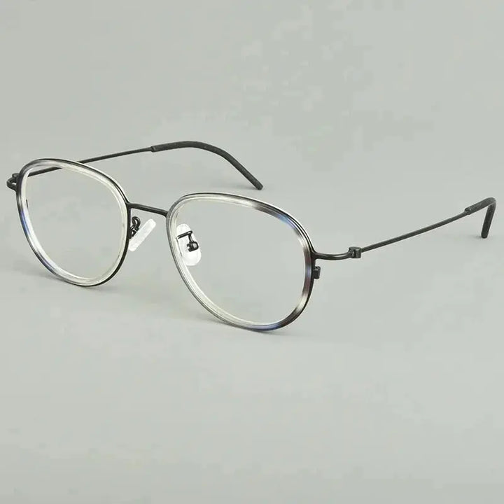 Aimee Unisex Full Rim Oval Round Acetate Titanium Eyeglasses 481505 FuzWeb